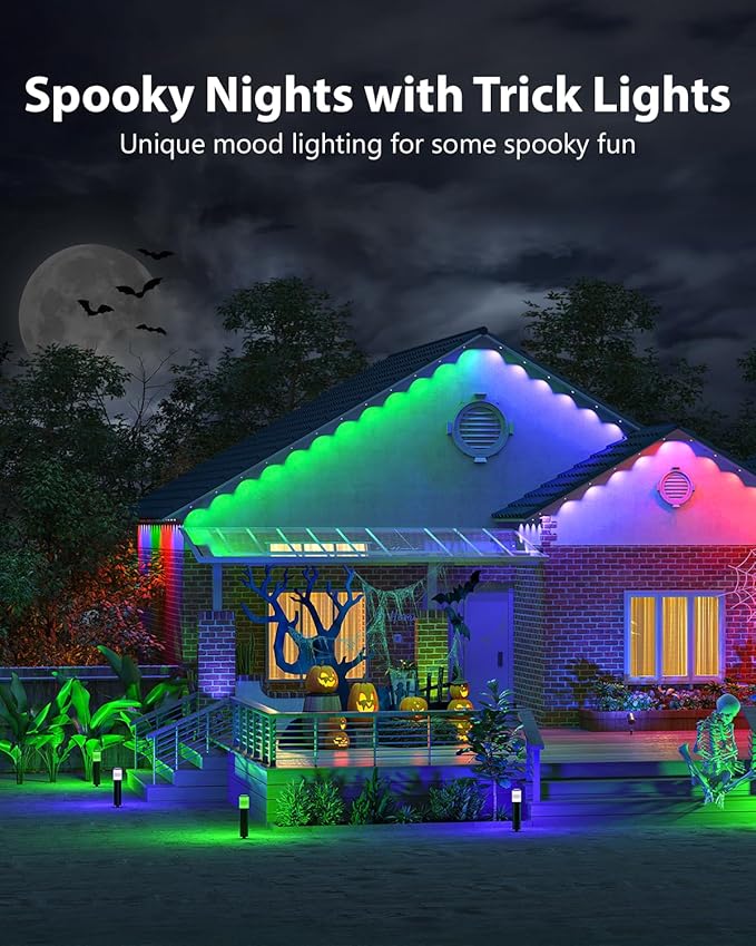 Lumary Smart Permanent Outdoor Lights Pro with Remote, 105ft with 80LED 4000lm RGBAICW Eave Lights, IP67 Waterproof, Multi Scenes for Daily Accent Lighting Chirstmas Decor, Work with Alexa Google APP
