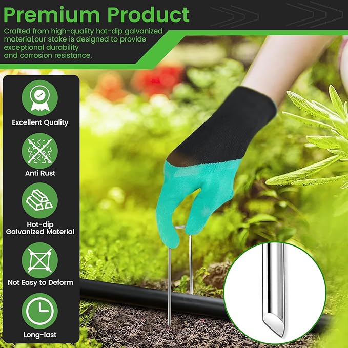 120 Pack 6 Inch Landscape Staples 11 Gauge Heavy Duty Galvanized Garden Stakes, U-Shaped Ground Pins for Weed Barrier Fabric, Drip Irrigation Tubing, Sod, Lawn & Christmas Outdoor Decorations