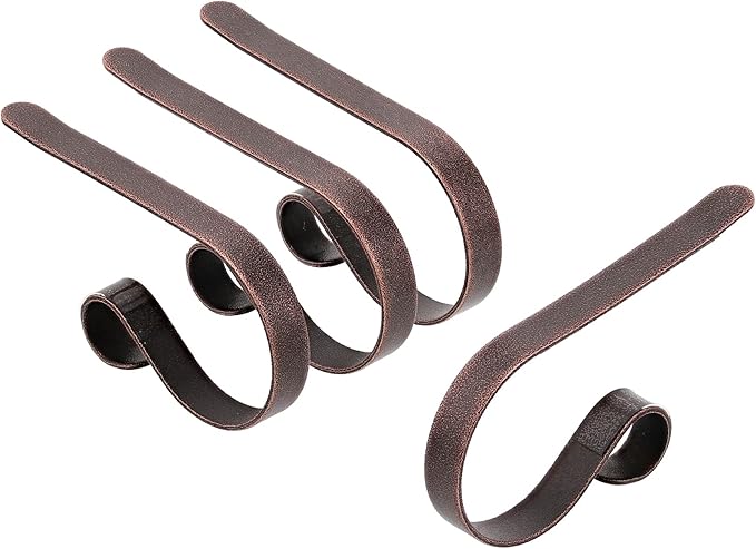 Haute Decor The Original MantleClip Stocking Holder - 4 Pack (Weathered Bronze) - Hang Christmas Stockings Safely and Securely