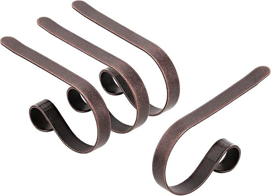 Haute Decor The Original MantleClip Stocking Holder - 4 Pack (Weathered Bronze) - Hang Christmas Stockings Safely and Securely
