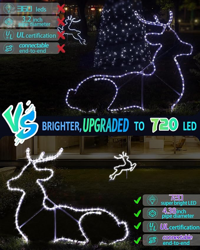 Coroor Rope Lights Outdoor Waterproof Christmas 100ft 720 LED, Flexible Connectable Tube Lights, String Lights Decorative Lighting for Garden Patio Pool Tree Bedroom Xmas Decor(White)