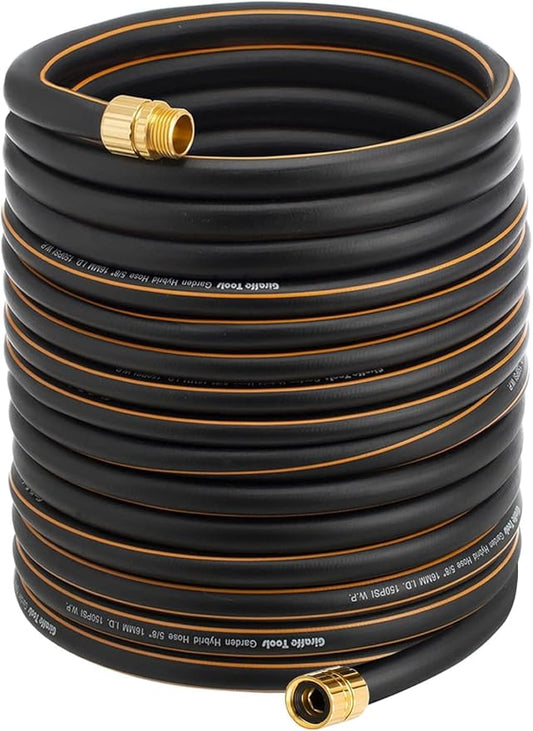 Giraffe Hybrid Garden Hose 5/8 x 100ft, Custom Length, NO Kink, Flexible, Leakproof Hose with Male to Female Fittings, 600 Burst PSI