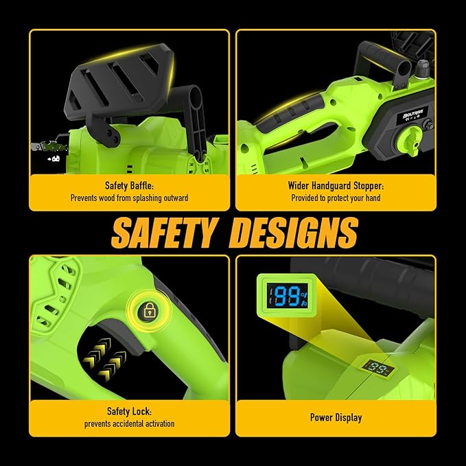 12 Inch Cordless Brushless Electric Chainsaw, 21V 4.0Ah Batteries & Auto Oiler Security Lock, 42 FT/S Powered Compact HandHeld Chain Saw, for Tree Trimming, Wood Cutting Garden, Pruning