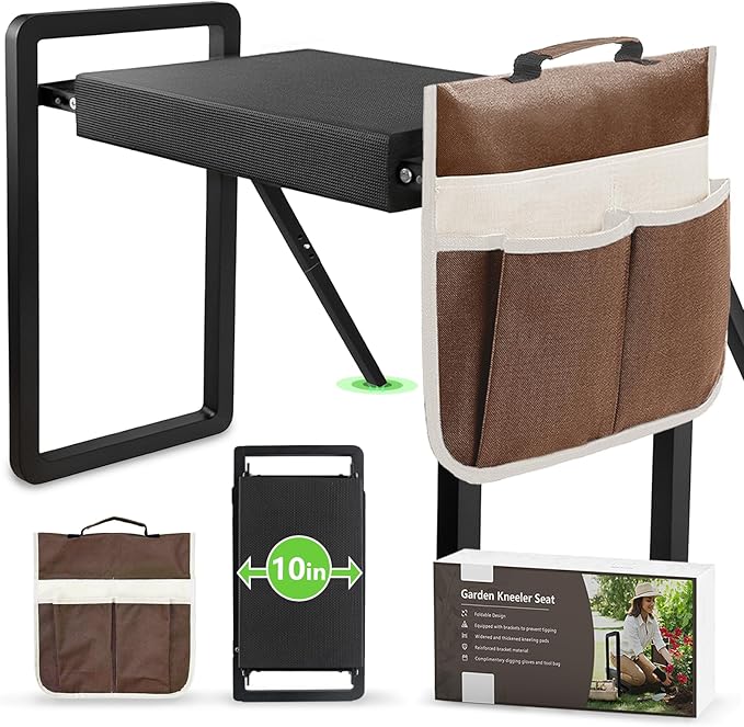 seasky Foldable Garden Kneeler and Seat, Anti-Tipping Gardening Bench Widened Thick Soft Kneeling Pad£¬Heavy Duty Gardening Stool with Garden Tool Bag, Gardening Gift for Women(Without Gloves)