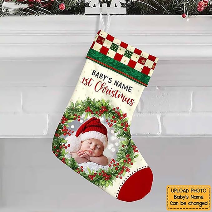 LOVELYPOD Christmas Stockings Personalized with Name, 19" Christmas Stocking Baby First Christmas Stocking 2023, Xmas Stocking Holiday Christmas Decoration Gifts for Family Kids