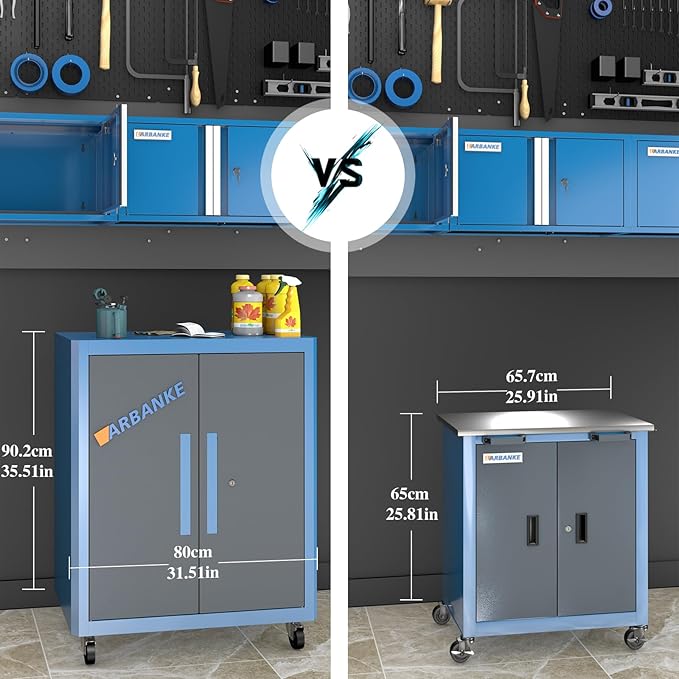 Extra-Large Rolling Tool Cabinet with Rust Resistant Wheels&Foot Pads,Heavy Duty Metal Storage Tool Chest with Adjustable Shelf and Locks,Tool Cabinet for Garage, Warehouse or Office, Easy to Assemble