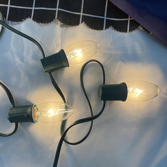 GOOTHY C9 Clear Christmas String Lights, 25Ft Outdoor Christmas Lights with 26 Warm White Bulbs, Hanging Roofline String Lights Vintage Christmas Lights UL Listed for Patio Garden Backyard Decor