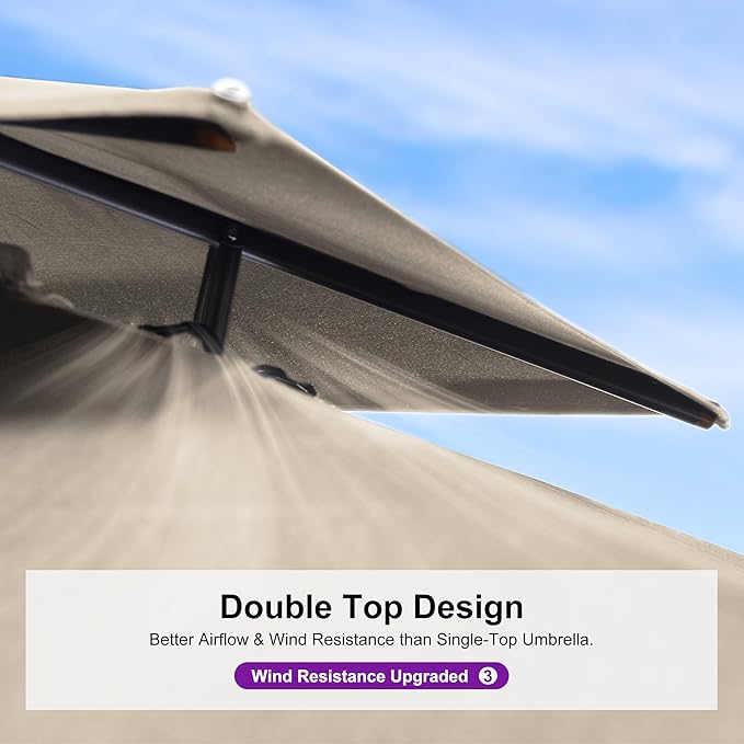 PURPLE LEAF 12 FT Cantilever Patio Umbrella Outdoor Umbrella with 330lbs Base Large Square Windproof Offset Umbrella for Pool Deck Garden, Sand Dune