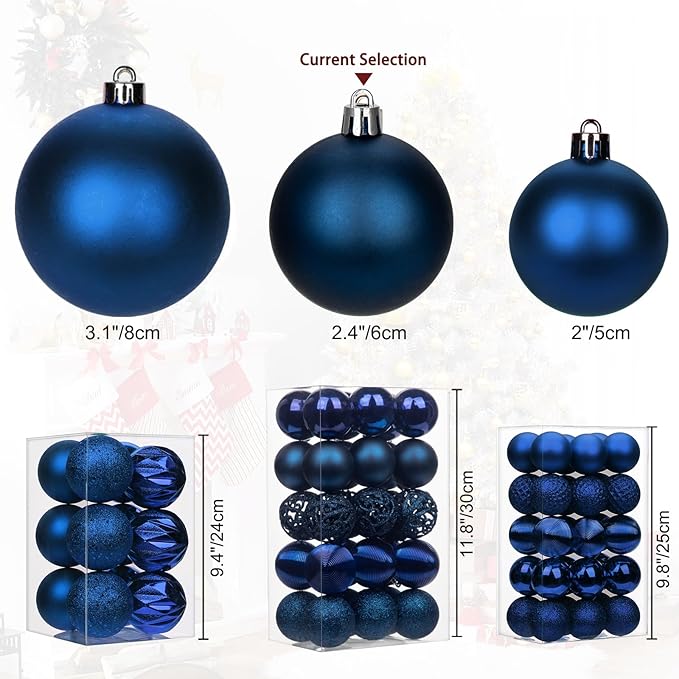 30PCS 2.36" Christmas Ball Ornaments Shatterproof Navy Blue Christmas Tree Decorations Xmas Tree Balls Halloween Ornaments Décor