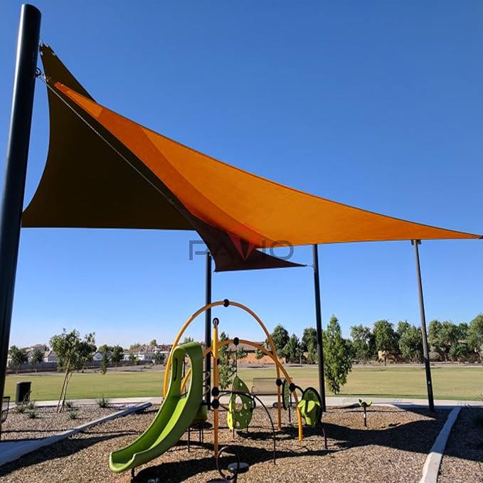 Patio Paradise 5' x 5' x 5' Sun Shade Sail Triangle Canopy Shade Cloth Fabric Sunlight Block Patio Pergola Cover HDPE Deck Awning for Outdoor Backyard Roof Shading, Orange