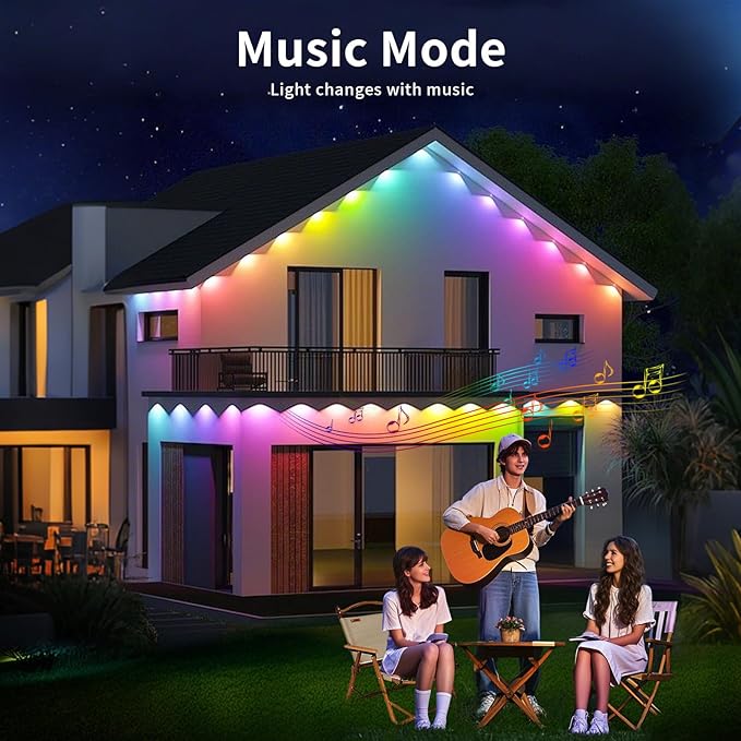 Permanent Outdoor Lights, RGB Eave Lights with App Control Remote, IP67 Waterproof LED String Lights for Christmas, Halloween, Outdoor, Garden Decoration
