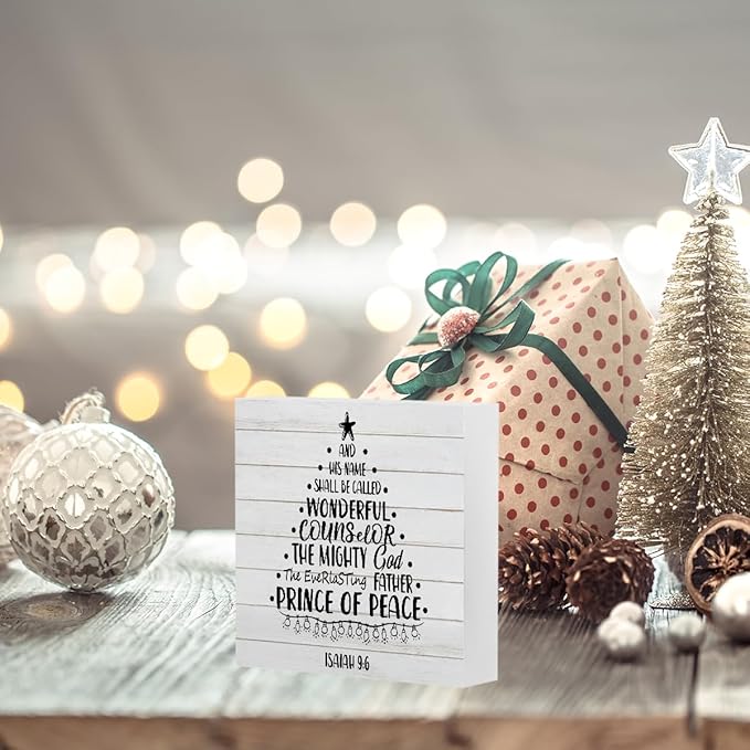 Funny Christmas Sign Christmas Tree Decor Christmas Decorations Indoor Winter Christmas Desk Accessories Decorations for Table Home Shelf Office Gifts for Women 5 X 5 Inch