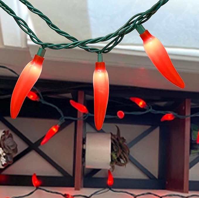 Abeja Red Chchili Pepper String Lights, 13.6FT Chili Pepper String Lights with 37 Mini Lights Bulbs(2 Spare), Christmas Decorations for Outdoor/Indoor Garden Corridor Christmas Tree