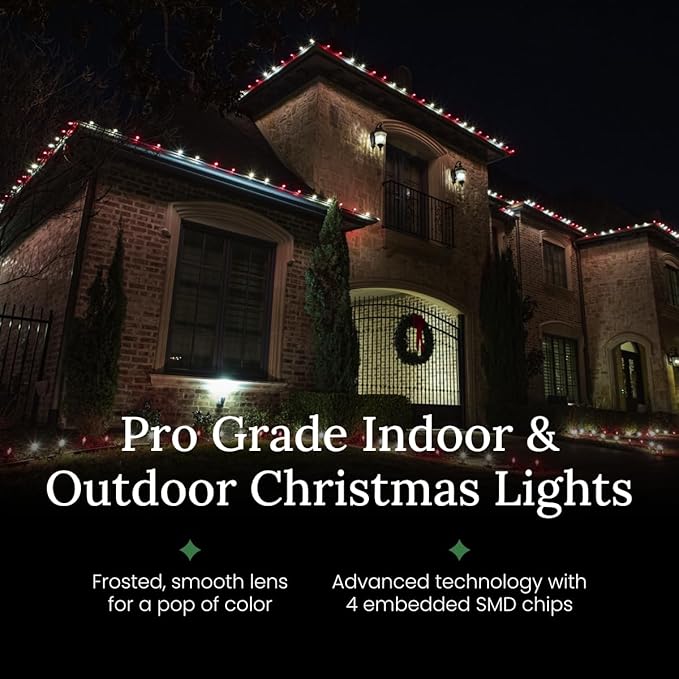 Pro Christmas SMD C9 LED Retrofit Bulb - Pro Pack of 25 Bulbs - Dimmable Energy Efficient Outdoor Waterproof Lighting for Holiday Decor, Christmas Trees - Frosted Smooth - Yellow