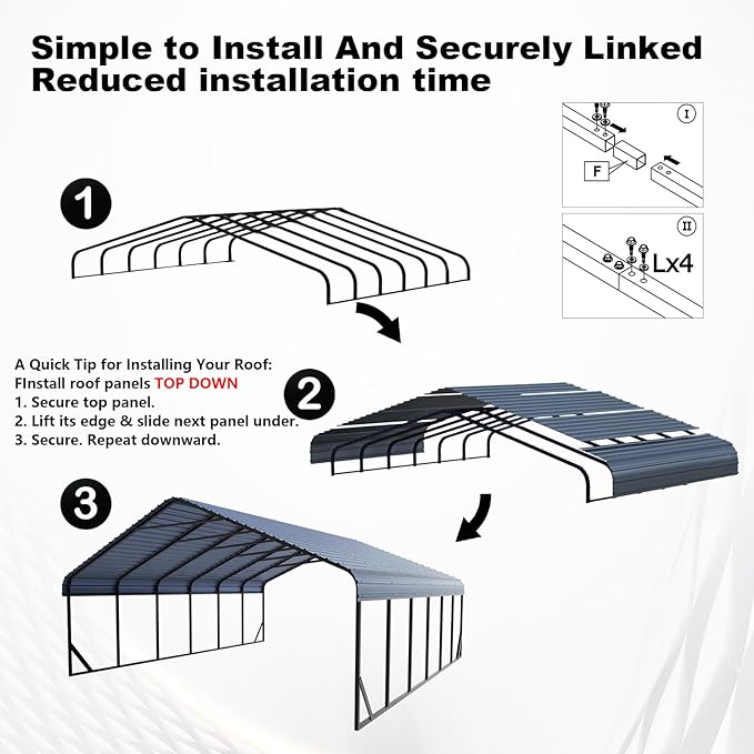 20'x30' Heavy Duty Metal Carport 20x30 FT Galvanized Steel Frame RV Carport Storage All Weather Shelter Easy Assembly for 4 Car Extra Large Canopy for Dual Vehicle Boat Protection Garage