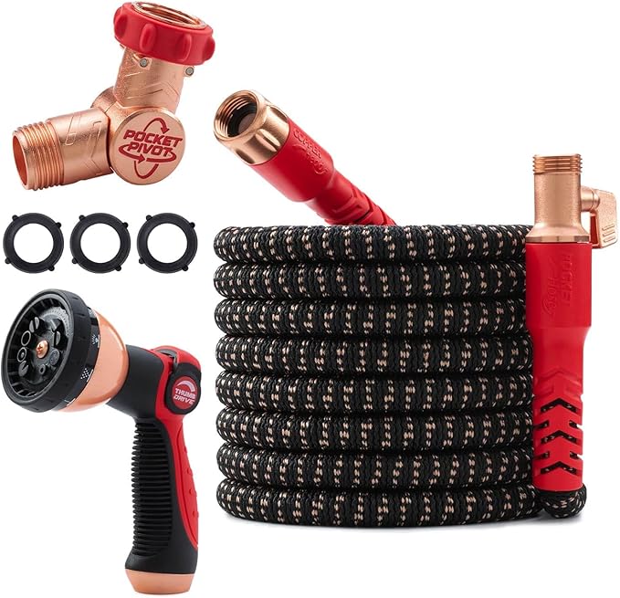 Pocket Hose Copper Head Expandable Garden Hose 75ft with Pocket Pivot, No Tangles, AS SEEN ON TV, 360¡Æ Swivel, Tri-Tex Tubing, Force Field Jacket, Lead-Free, No-Kink, Anti-Burst w/APT