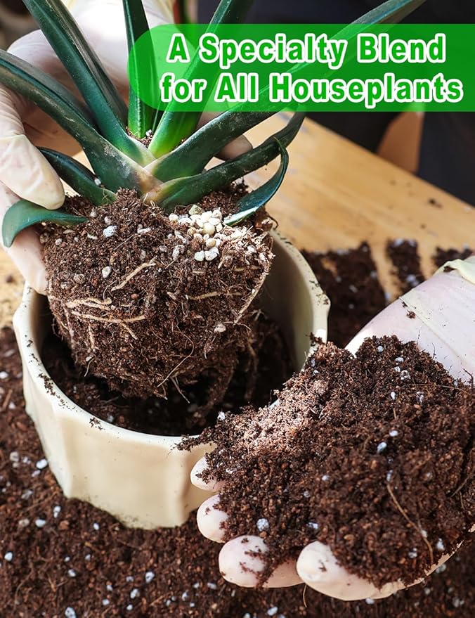 TOYPOPOR Potting Soil for All Indoor Houseplants, (3qt) Contains Perlite, Peat Moss, Coco Coir and Rice Charcoal, Well Draining Potting Mix Light, Aerated Texture for Healthy Plant Roots, Fast Growth