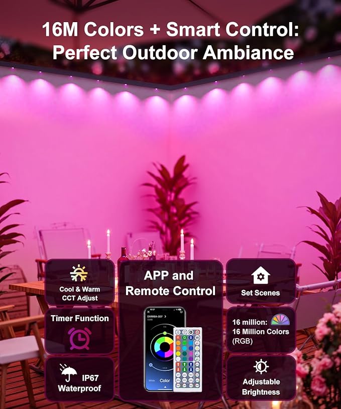 200Ft Permanent Outdoor Lights for House, RGB Halloween House Light Outdoor with Remote APP Control,IP67 Waterproof for Outside Decorations，Eaves Lights for Christmas, Holiday, Party, Daily