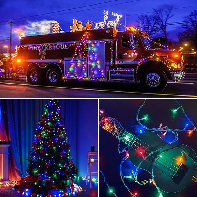 403 FT 1000 LED Christmas Lights Outdoor Fairy Lights Plug In Extra Long String Lights Clear Wire Waterproof 8 Modes Timer for Outside House Tree Garden Yard Wedding Party Decorations-Multicolored