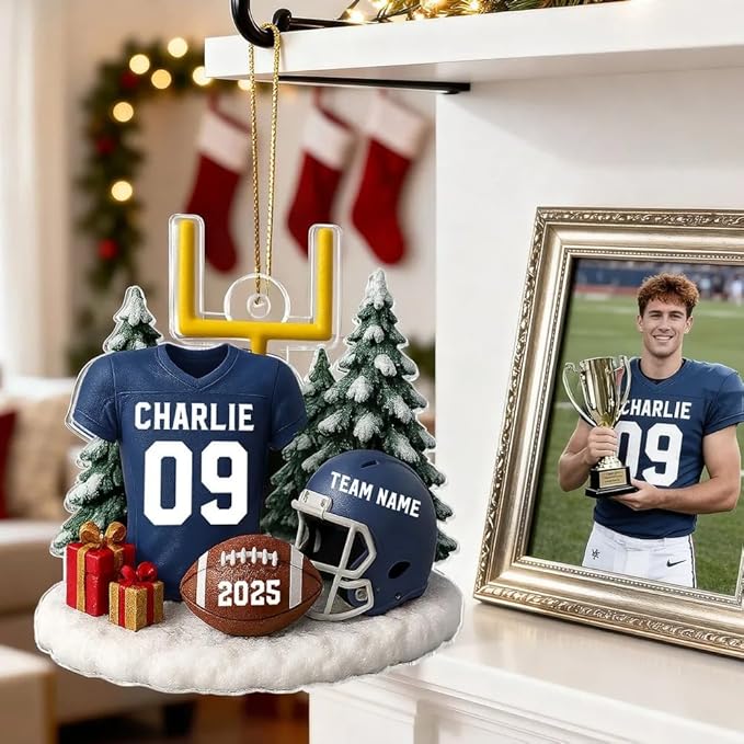 Personalized Football Christmas Ornament, Football Ornament, Footballs Ornaments Christmas Tree Hanging Ornaments Tree Decorations, Proud American Footballs Player Uniform /5