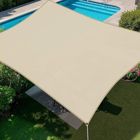 E&K Sunrise 8' x 24' Waterproof Sun Shade Sail Outdoor Rectangle Canopy Shade Cover UV Block for Pergola Patio Backyard Garden Deck (Beige)