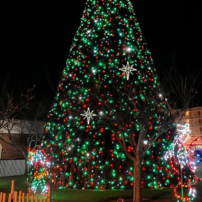 OZS 2PK 240LED Solar String Lights Outdoor Waterproof | Solar Christmas Tree Lights with 8 Lighting Modes Solar Light Outdoor for Xmas Party Garden Tree Christmas Decorations (Red&Green)
