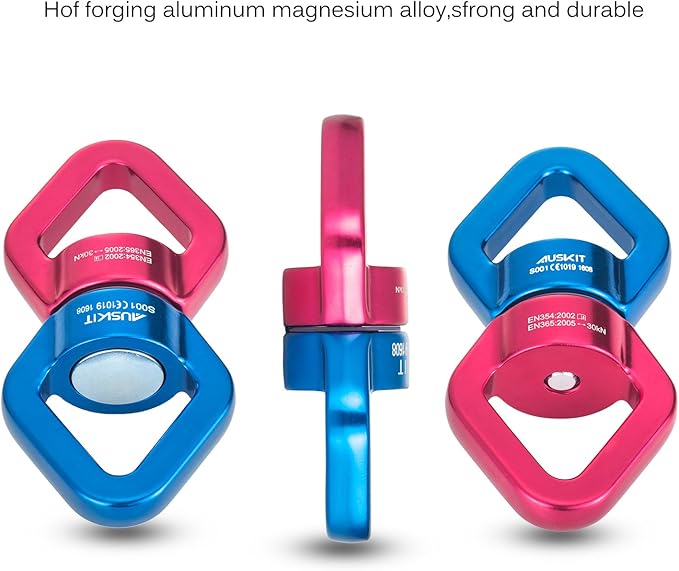 Blue Red Swing Swivel, 30 KN Safest Rotational Device Hanging Accessory