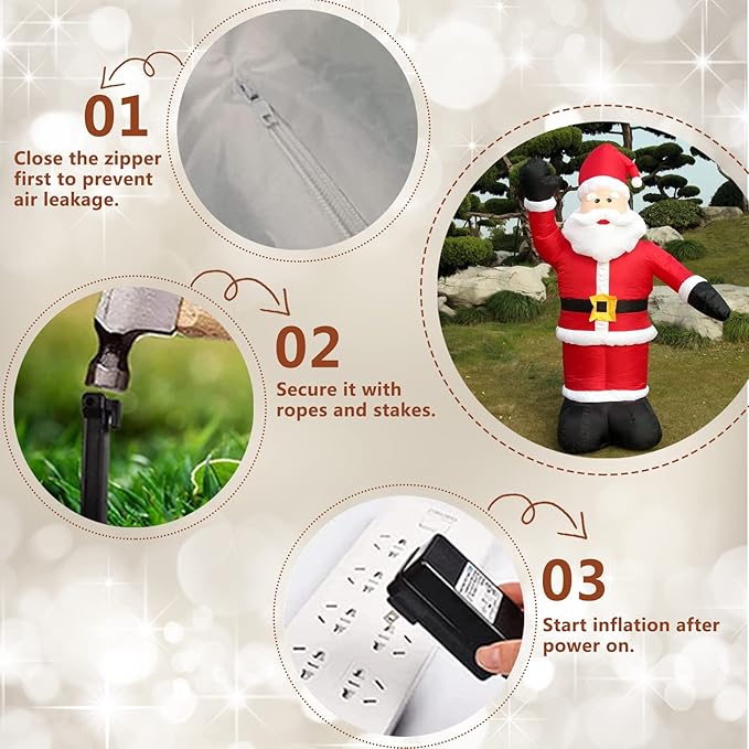 DearSun 8FT H Christmas Inflatable Santa Claus Blow up Christmas Santa Outdoor Decorations Outer Decor Large Party Yard Decoration