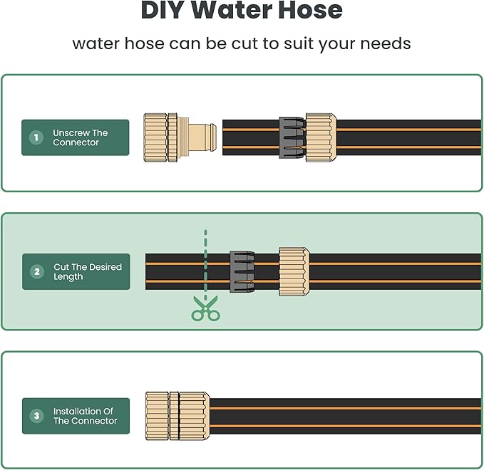 Giraffe Hybrid Garden Hose 5/8 x 50ft, Custom Length, NO Kink, Flexible, Leakproof Hose with Male to Female Fittings, 600 Burst PSI