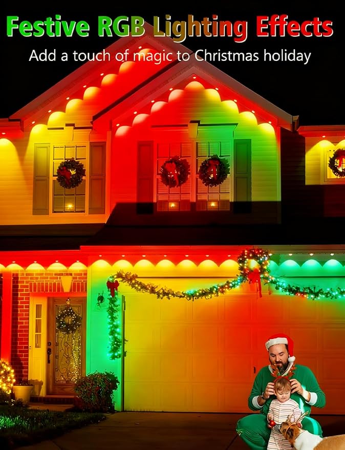 200FT Permanent Outdoor Lights, 120 LED Smart RGB&IC Outdoor Eave Lights with App/Remote, 209 Scene Modes, IP67 Waterproof Outside Light for House Party Christmas Decor