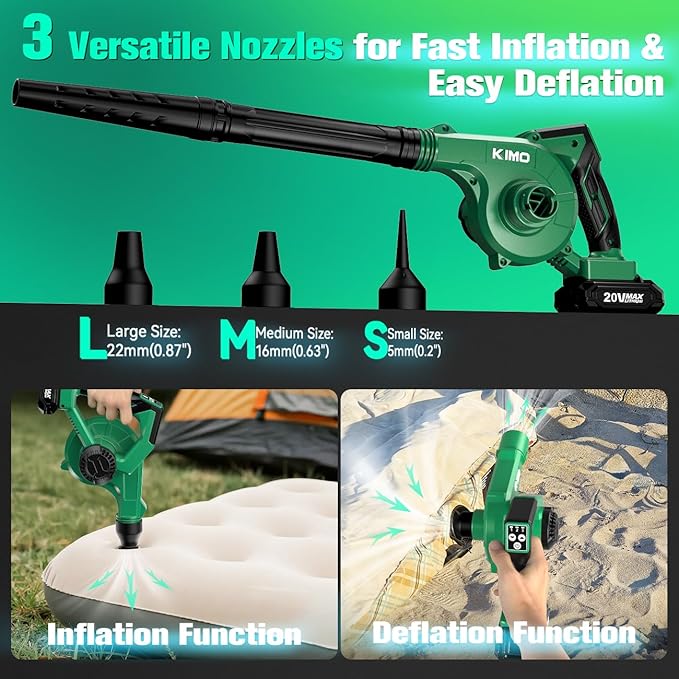 KIMO Weed Wacker and Blower Combo with 2 x 2.0Ah Battery & Charger, 12 Inch Electric Weed Eater w/6pcs Line Spools, 4-in-1 Leaf Blower Cordless w/Vacuum, 3 Nozzles & 20 Extended Tube for Yard, Garden