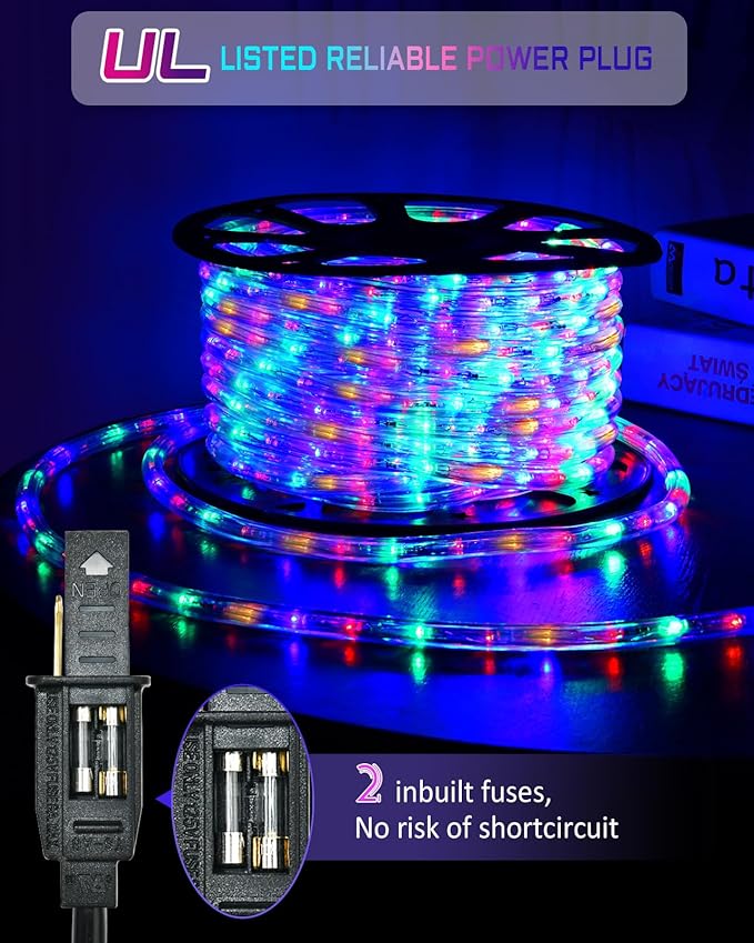 Rope Lights Outdoor Waterproof Christmas 100ft 720 LED, Flexible Connectable Tube Lights, String Lights Decorative Lighting for Garden Patio Pool Tree Bedroom Xmas Decor (Multicolor)