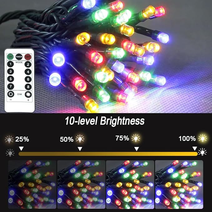 Color Christmas Tree Lights Indoor, 2 Pack 36ft 100LED String Light with Remote and Timer, Dimmable Led Christmas Decor lamp Outdoor, Twinkling Fairy Light as Xmas Tree Lights