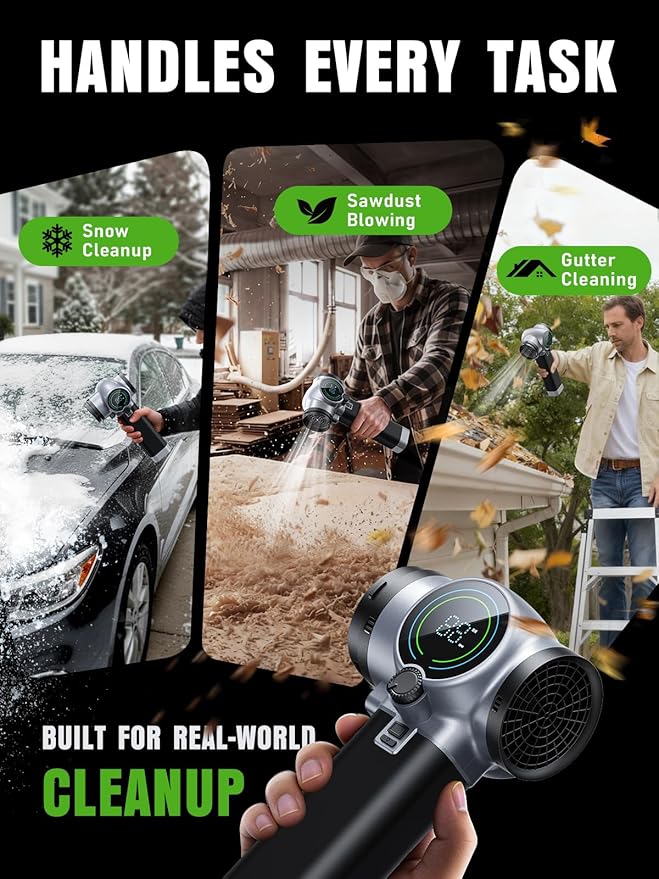 Electric Leaf Blower Cordless, 900,000 RPM, Extended Nozzle, Lightweight Handheld Design, Adjustable Wind Speed, Including Turbo Mode, Portable Grass Blower for Yard, Patio & Outdoor Use