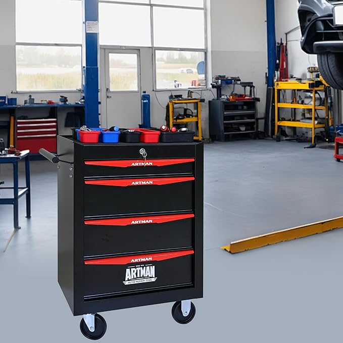 RYH 5 Drawers Rolling Tool Chest - Heavy Duty Mobile Tool Cart with Locking Wheels & Ball Bearing Drawers 30.5 H x 20.9 W x 13 D, Garage Tool Storage Cabinet (Black, 5 Drawers)