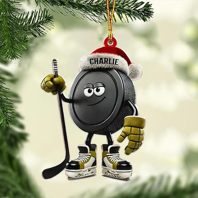 Custom Hockey Christmas Ornament 2025, Personalized Ice Hockey Skates Ornaments, Custom Name and Number, Sport Lovers Gifts, Christmas Tree Decoration, Skating Gifts, Unique Sports