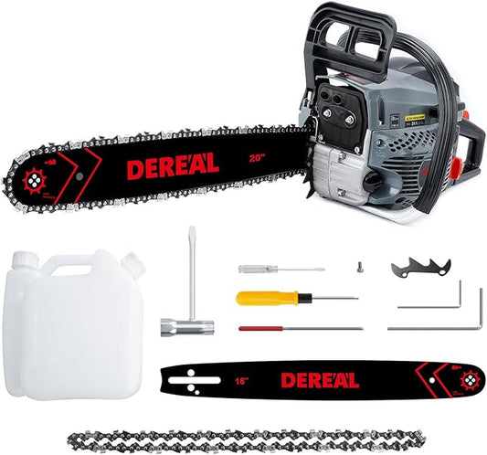 Gas Chainsaws 62CC 20 Inch 18Inch Petrol Handheld Cordless Chainsaw 3.4HP 2 Stroke Engine Gas Powered Chainsaw for Cutting Wood Outdoor Garden Farm Home