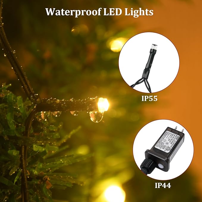 Christmas Tree Lights with Ring,400 LEDs Waterfall Lights for Christmas Trees,Waterproof 6.6FT x 20 String Lights with Remote,8 Modes/Memory/Timer,Cascading Twinkle Lights Xmas Decoration