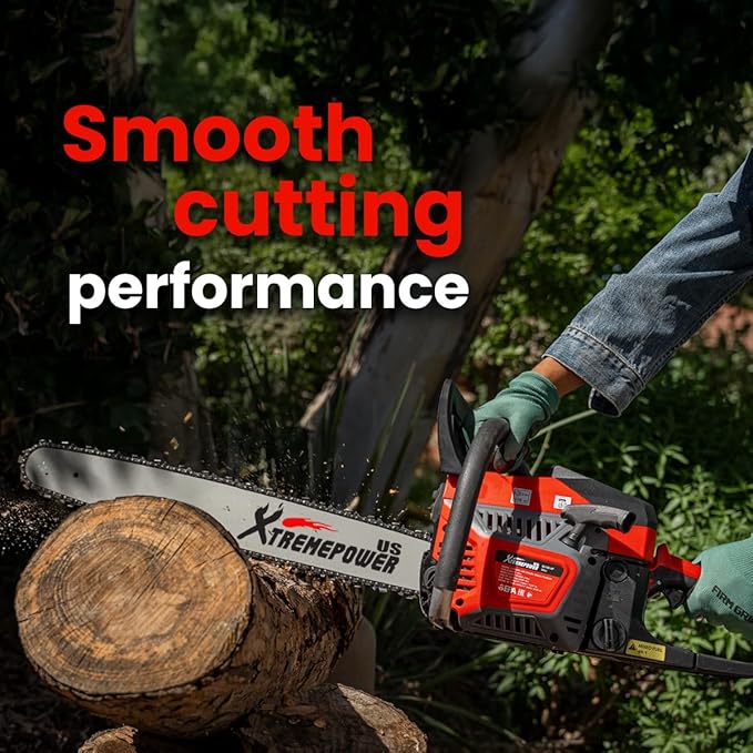 XtremepowerUS 22 Gas Chainsaw 58cc Gas Engine Wood Cutting Aluminum Gasoline Gas 2-Stroke Chainsaw Cutting Wood Cutter Industry Engine Motor EPA