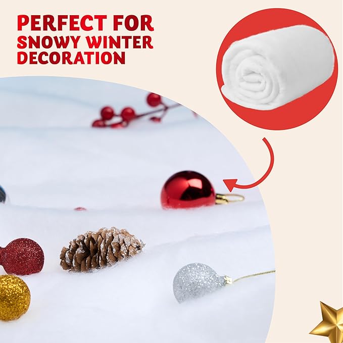 JOYIN Christmas Snow Blanket Roll (3x8 Ft,1 Pcs) for Christmas Decoration,Thick White Soft and Artificial Snow Blankets for Under The Xmas Tree Xmas Decor, Holiday and Winter Village Displays
