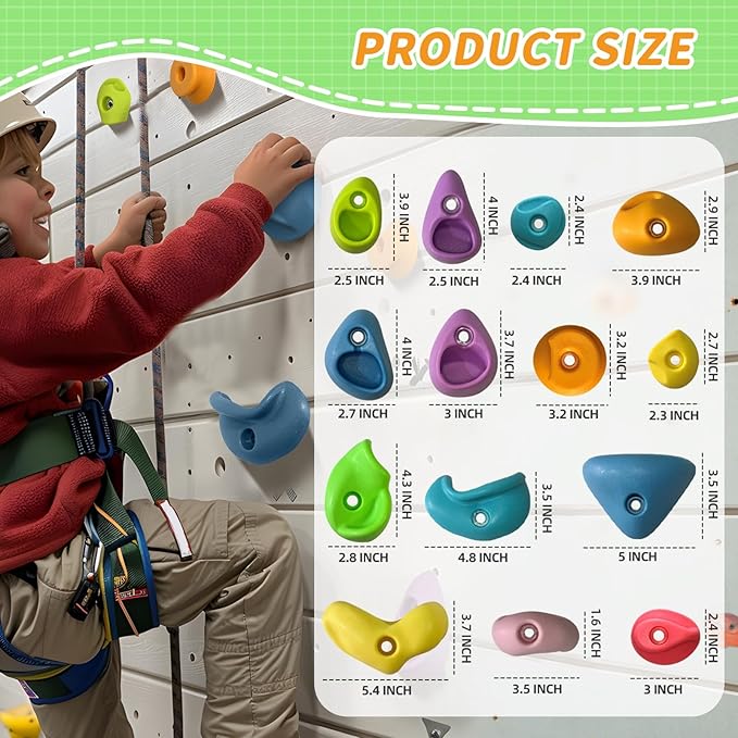 50 PCS Rock Climbing Holds for Kids,Rock Climbing Wall Grips Climbing Rocks Wall Kit for Indoor and Outdoor Playground Play Set with Hardware£¨Pastel Color£©