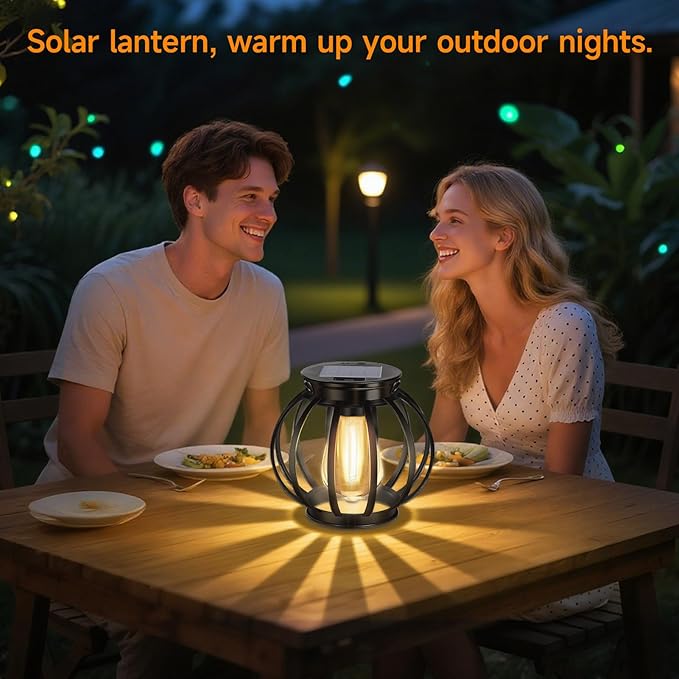 2 Pack Solar Lantern Outdoor Lamp Waterproof Decorations Garden Decor, Christmas Birthday Gifts for Women, Mom, Grandma Decorative Garden, Yard, Patio, Lawn, Porch - Pumpkin