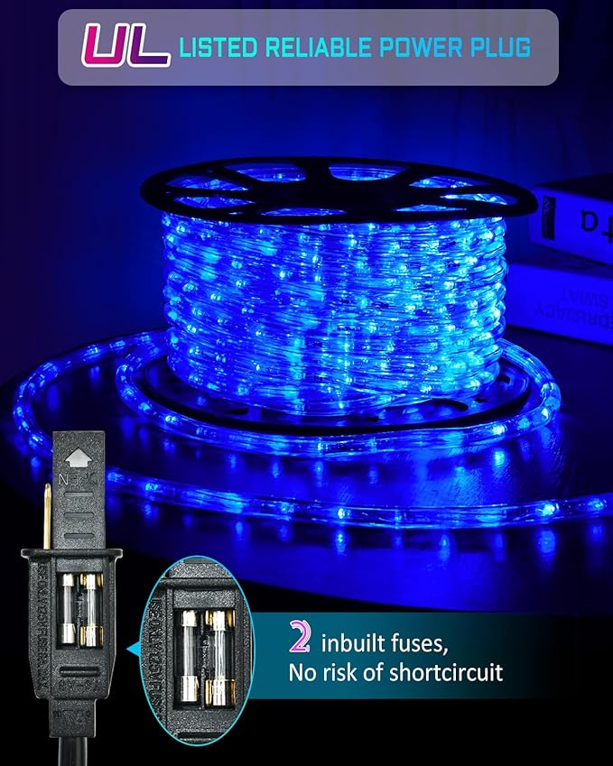 100ft 1080 LED Rope Lights Christmas Outdoor Waterproof, Flexible Connectable Tube Lights with 8 Modes, String Lights Decorative Lighting for Garden Patio Tree Bedroom Xmas Decor(Blue)