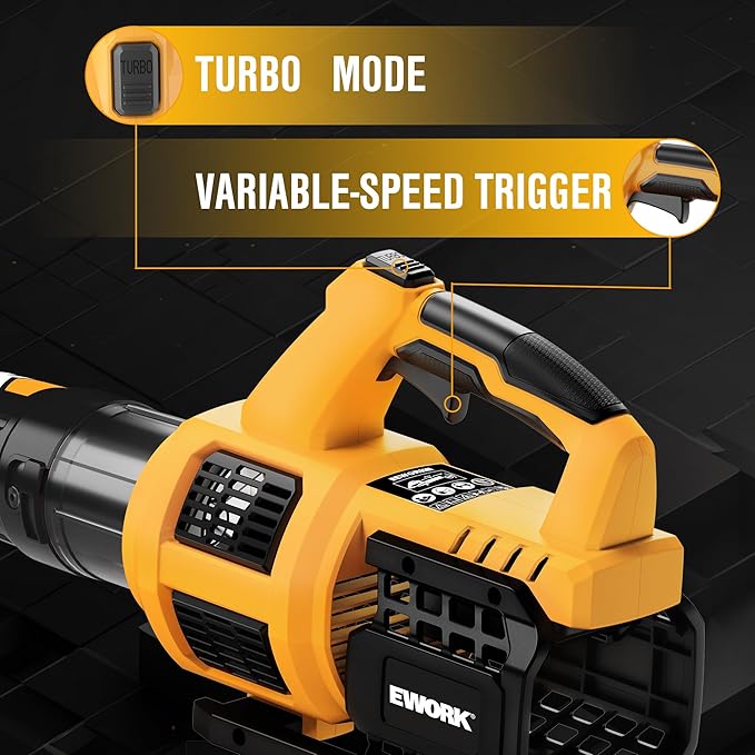 EWORK 21V Cordless Leaf Blower, Powerful Turbo Mode & 550 CFM, 2¡¿3.0Ah Batteries & Fast Charger, Lightweight Electric Leaf Blowers for Lawn Care, Patio, Leaves & Dust