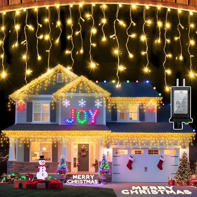 792 LED Christmas Lights with 176 Drops,82ft 8 Modes Fairy Hanging String Lights with Timer Waterproof, Plug-in Christmas String Lights for Holiday Wedding Party Christmas Decorations(Warm White)