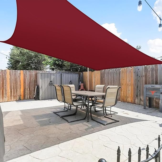 E&K Sunrise 15' x 15' Waterproof Sun Shade Sail Outdoor Rectangle Canopy Shade Cover UV Block for Pergola Patio Backyard Garden Deck (Red)