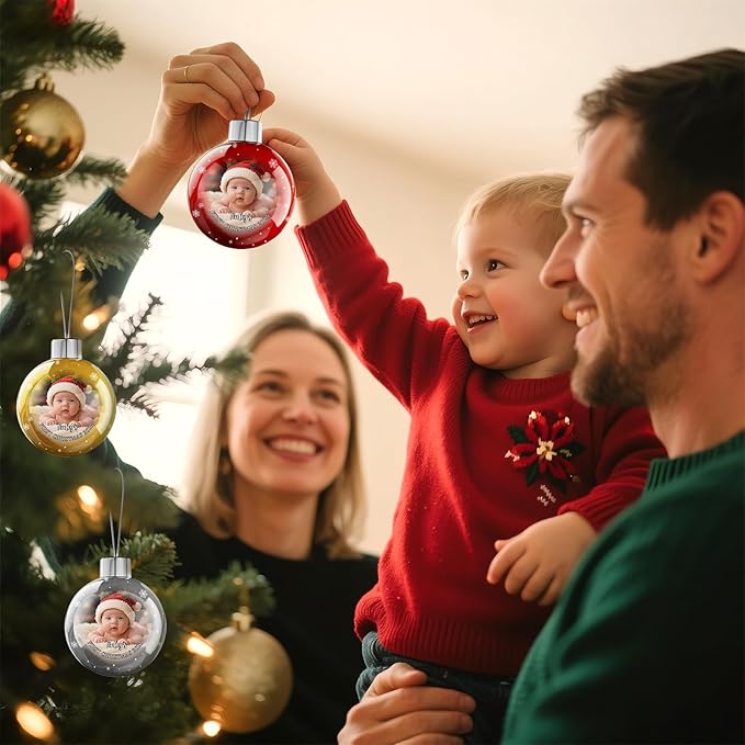Personalized Babys First Christmas Ornament 2025 Girl Boy - Custom Christmas Balls, Xmas Newborn Gifts Keepsake Babys 1st Year Ornaments, Elegant Christmas Decor for New Parents