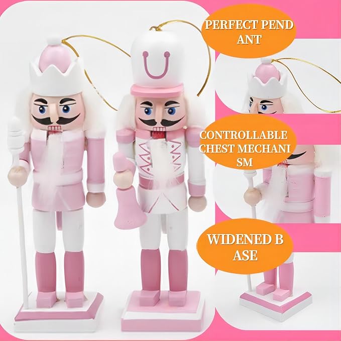 12 PCS Christmas Nutcracker Ornament Set, 4.7Inch Nutcrackers Tree Ornaments Set, Nutcracker Figures with Opening Mouths Christmas Decorations for Xmas Tree, Table Decor