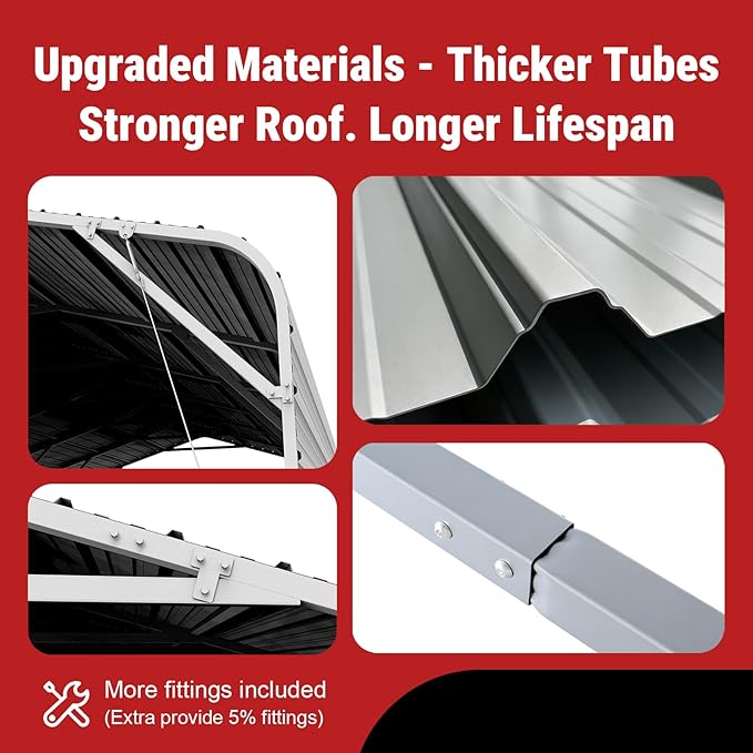 20x40 FT Heavy-Duty Galvanized Metal Carport, All-Steel Large Car Ports with Triangular Reinforcement & Heavy Anchors, Outdoor Vehicle Shelter Car Canopy for Trucks SUVs Boats RVs Storage