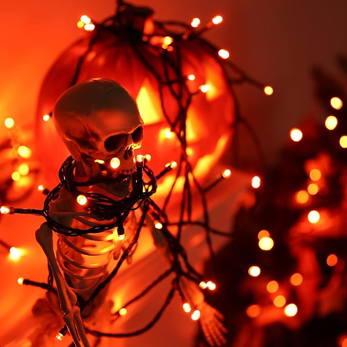 Toodour Orange Candlelight Christmas Lights, 131ft 350 LED String Lights with 9 Modes, Timer, Connectable, Dimmable Orange Christmas Outdoor Lights for Home, Party, Garden, Yard, Holiday Decorations